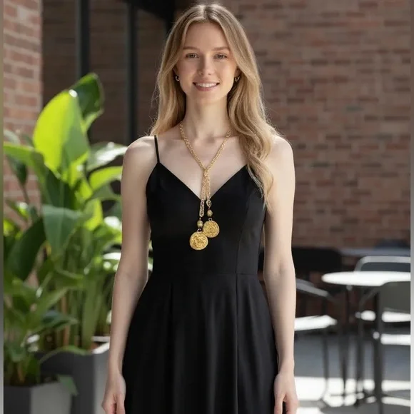gold dresses for hoco Moschino - Embellished stretch crepe dress - Black main image 0